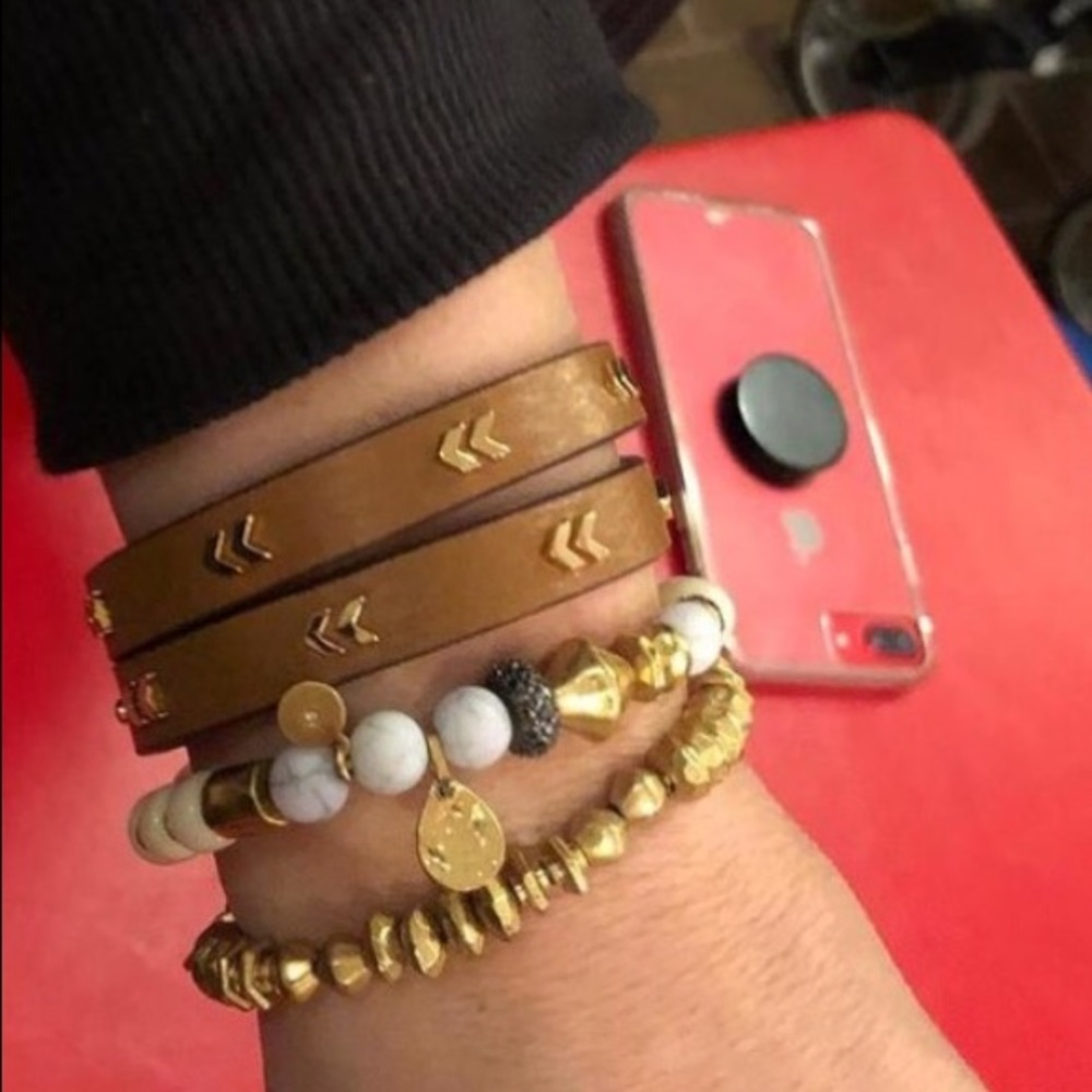 Chevron Leather Wrap Bracelet